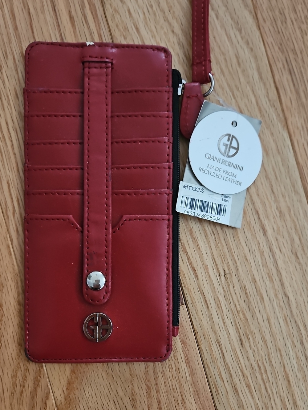 Giani Bernini Red Leather Card Wallet Phone Wristlet